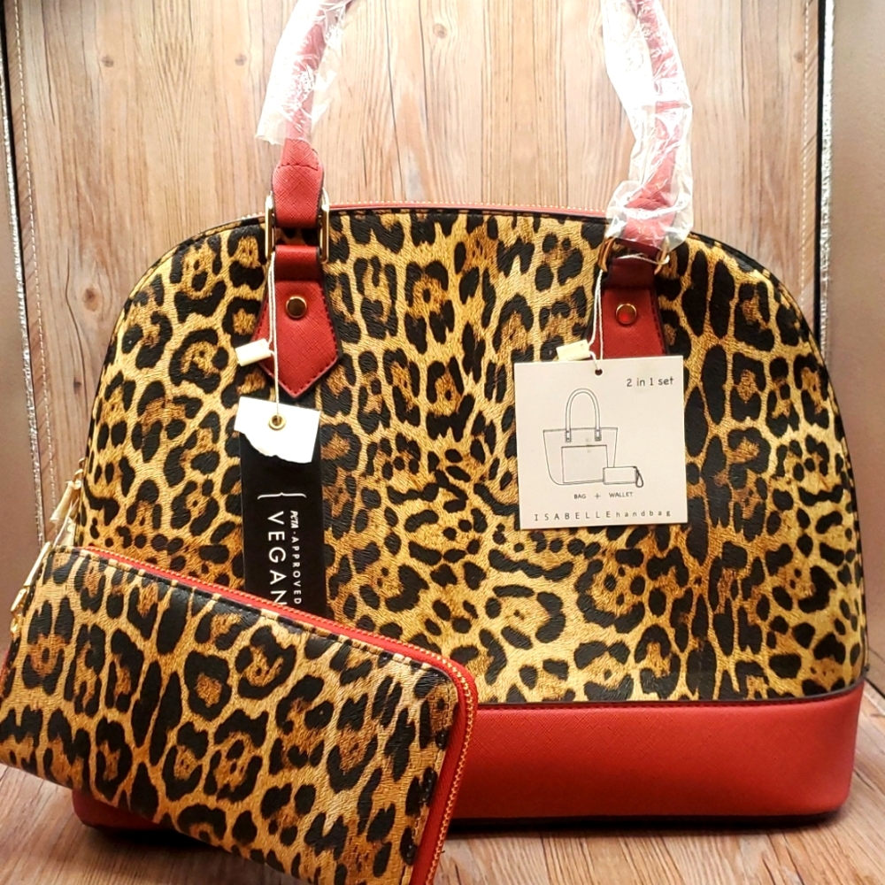 Animal Print Dome Satchel w/Wallet
